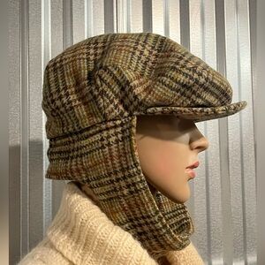 Vintage Donegal Handwoven Pure Wool Tweed Cap 7 1/8" 58 Cork Ireland With Flaps
